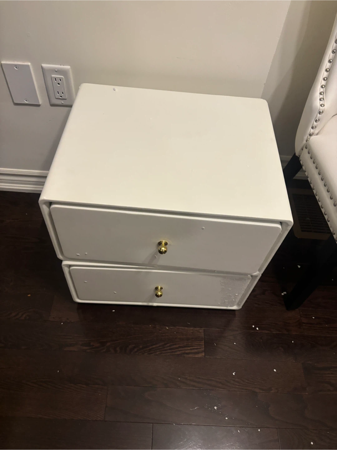 White 2 swivel stacked Drawer Nightstand - photo 2