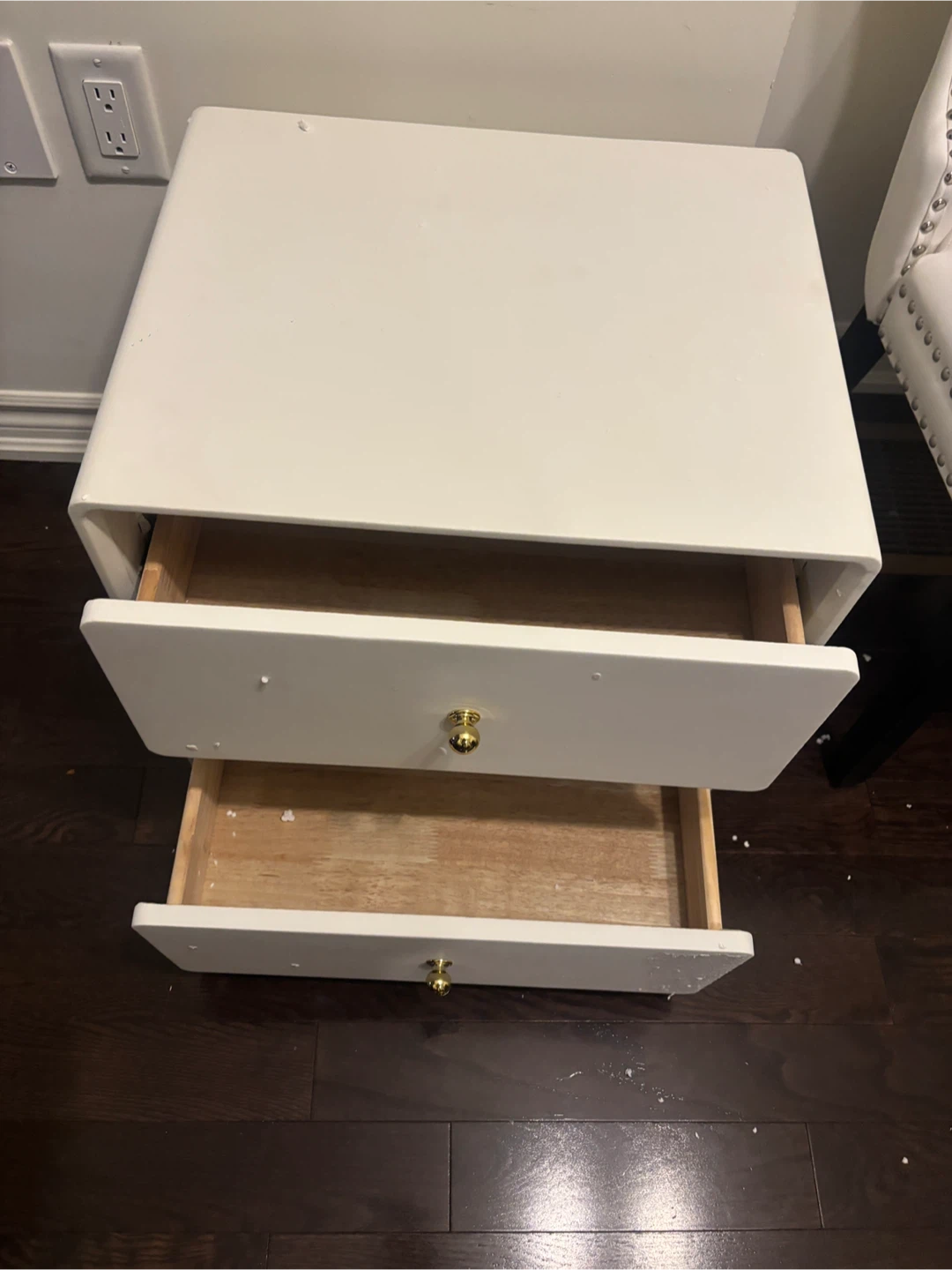 White 2 swivel stacked Drawer Nightstand - photo 3