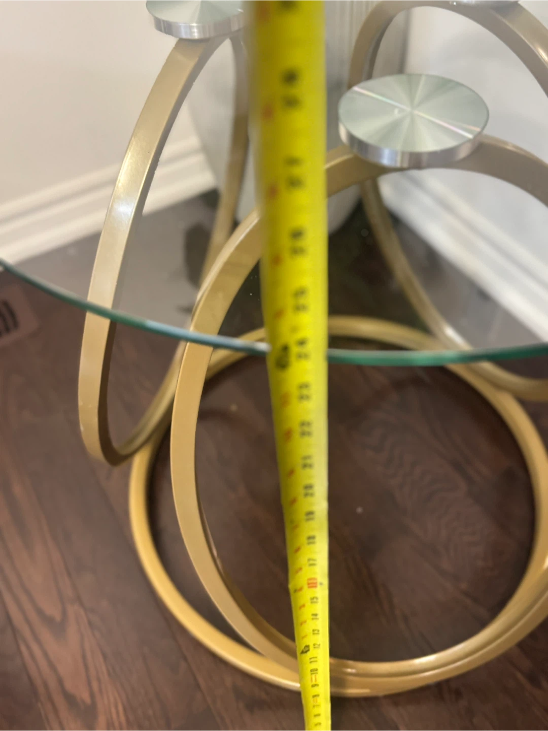 Round Glass and Gold Metal Side Table - photo 5