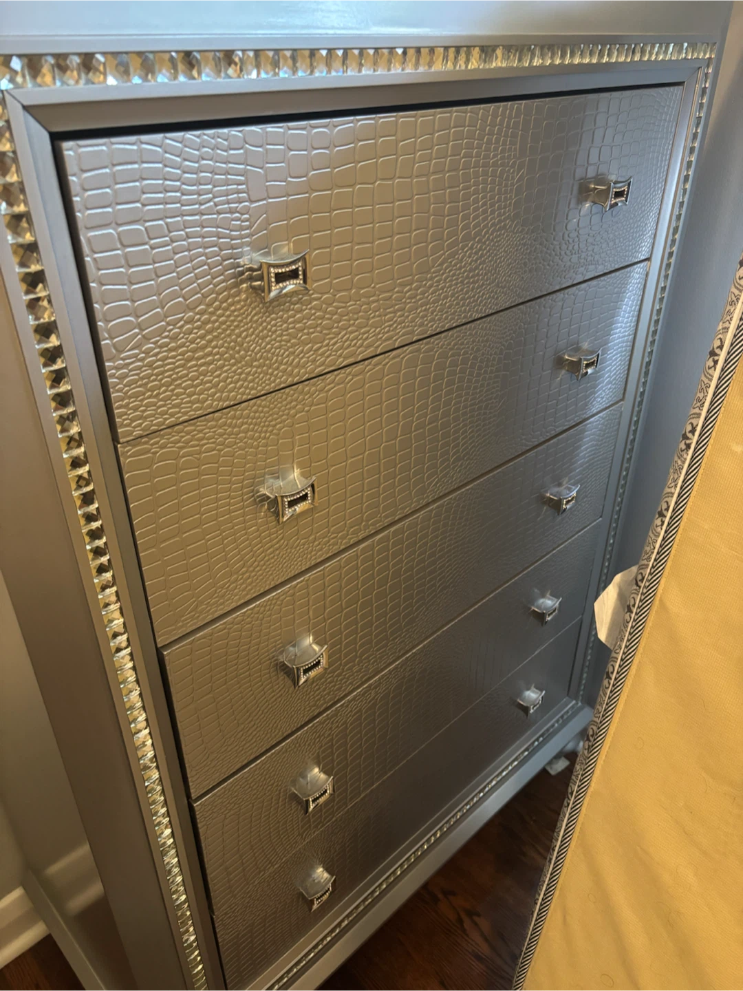 Silver Bedroom Set with Bed and Tall Dresser - photo 4