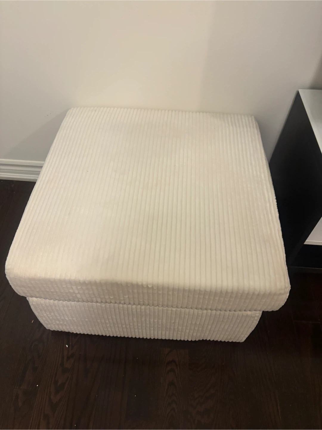 White Corduroy Ottoman