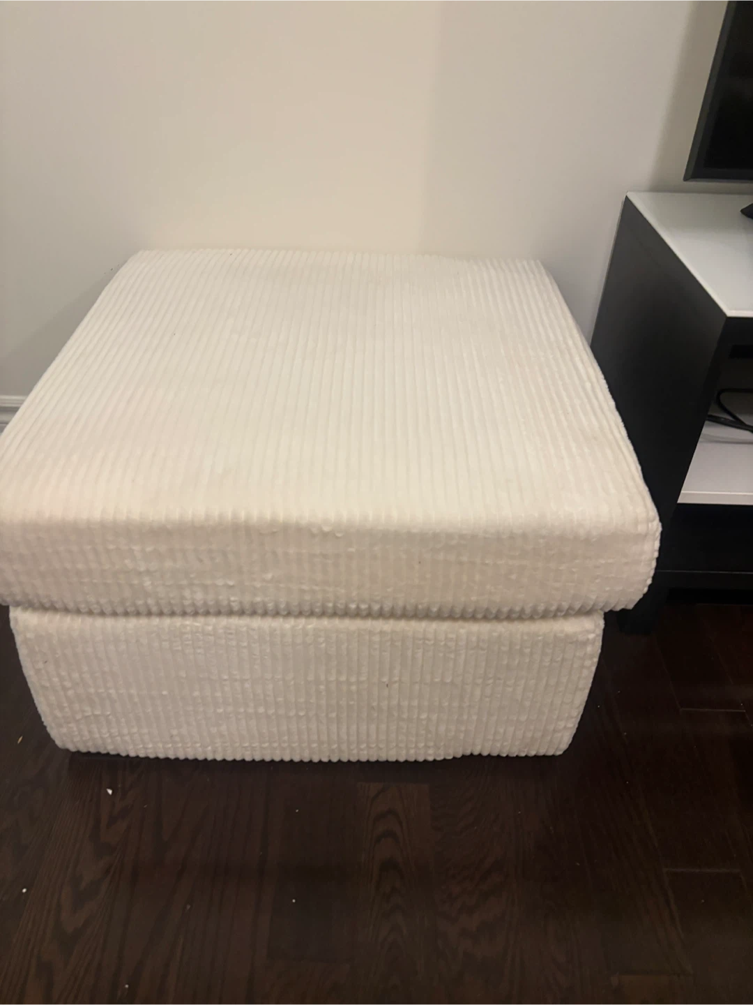White Corduroy Ottoman - photo 2