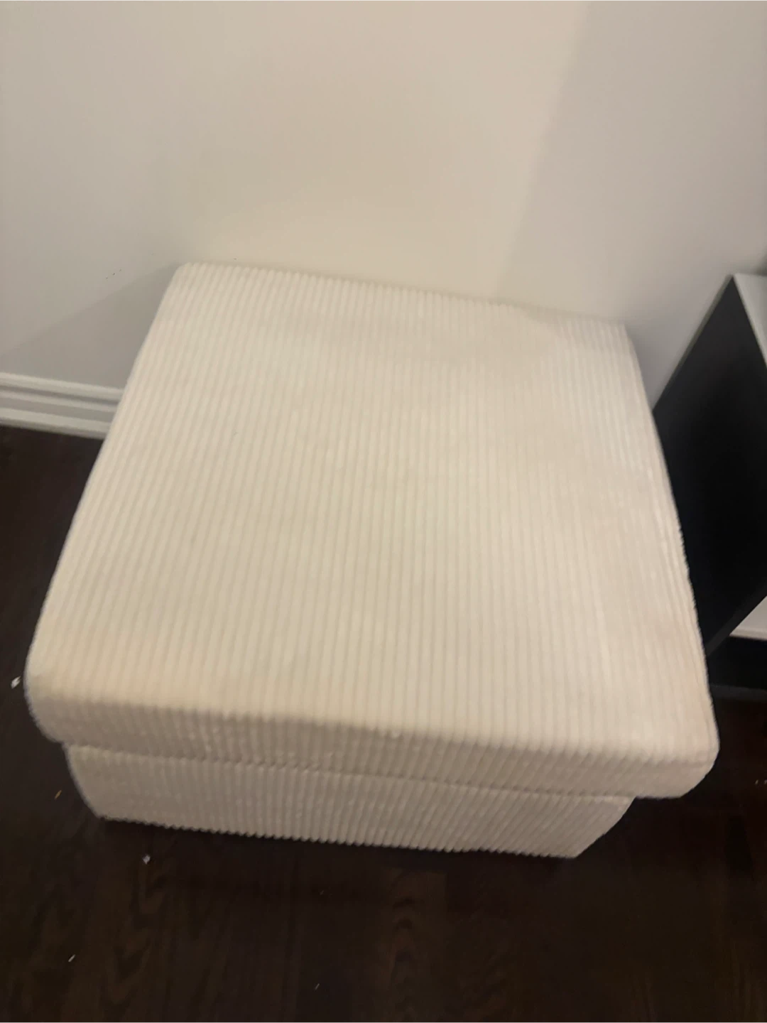 White Corduroy Ottoman - photo 3