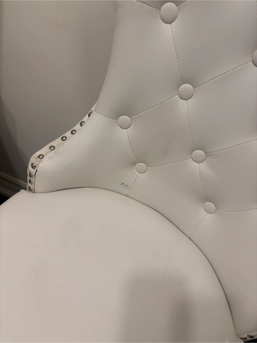 Two White Tufted Dining Chairs - photo 2
