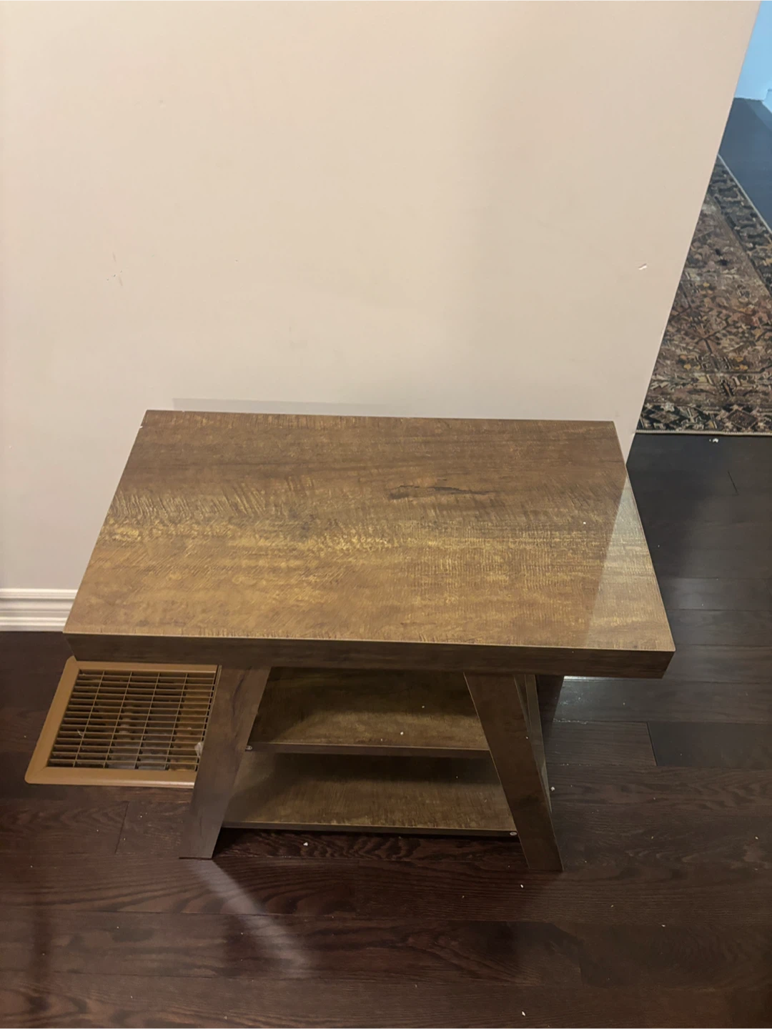Rustic Wood End Table with Shelf