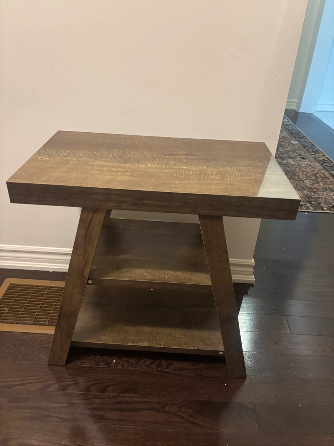 Rustic Wood End Table with Shelf - photo 2