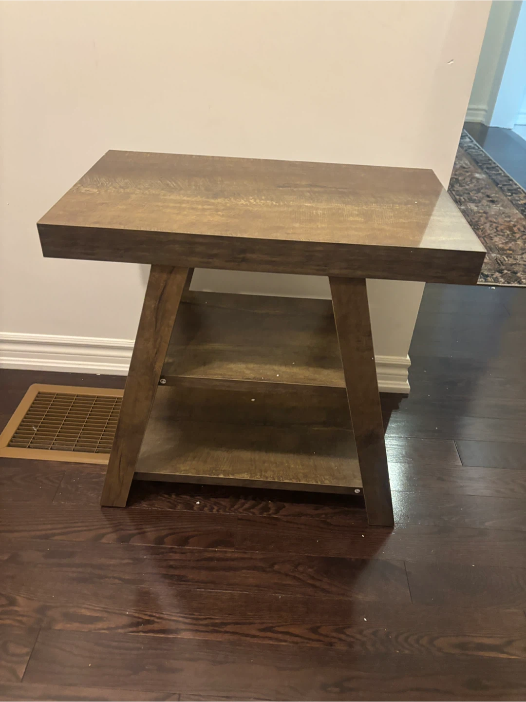 Rustic Wood End Table with Shelf - photo 3
