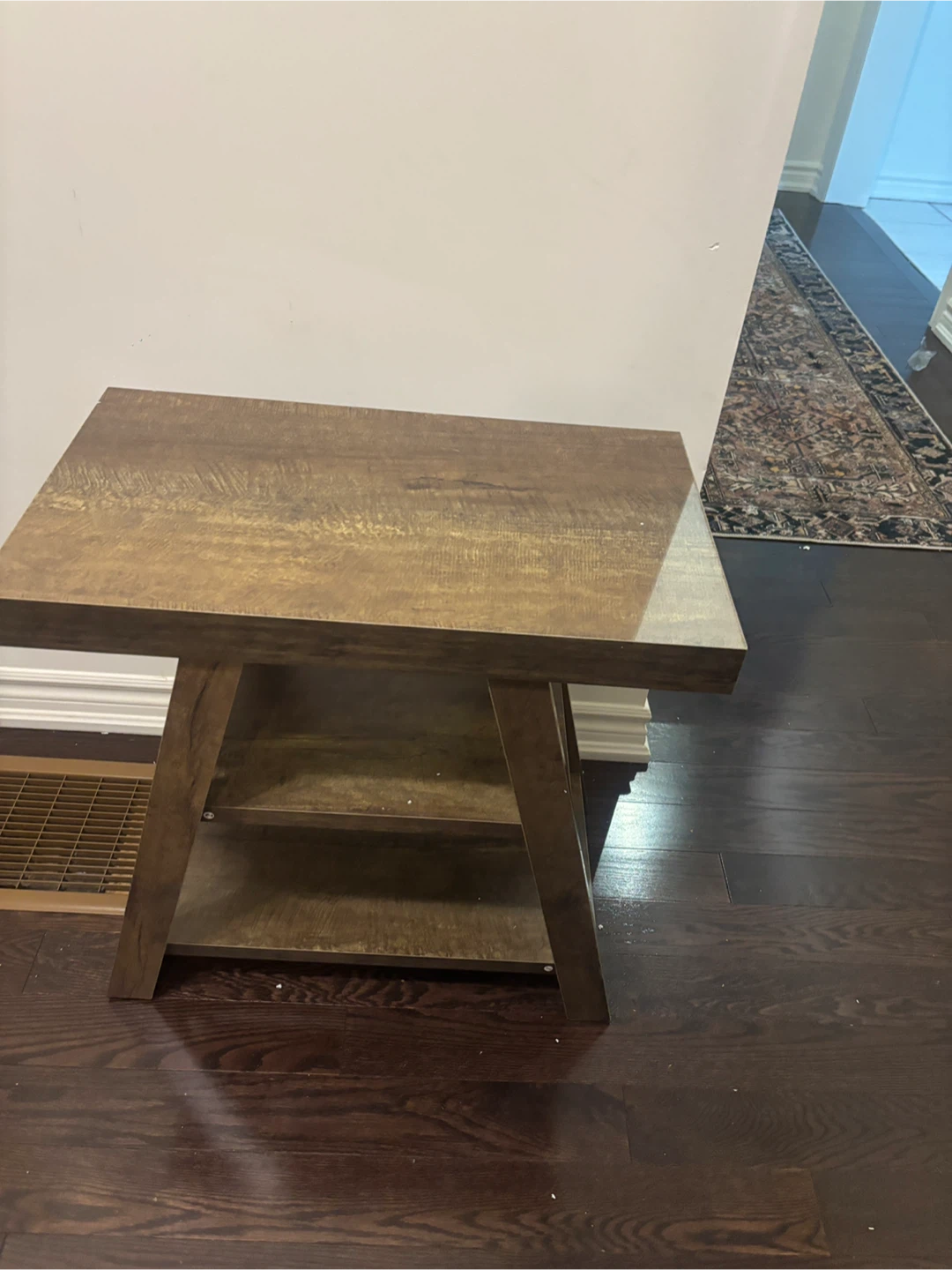 Rustic Wood End Table with Shelf - photo 4