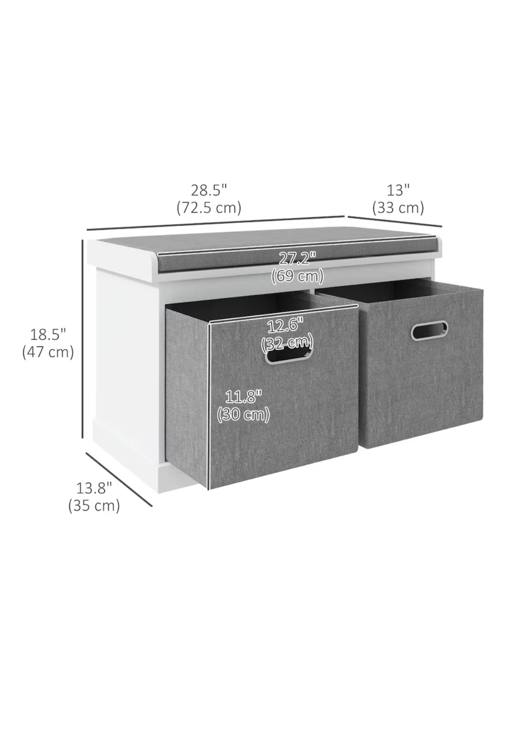 Storage Bench with Two Fabric Drawers - photo 4