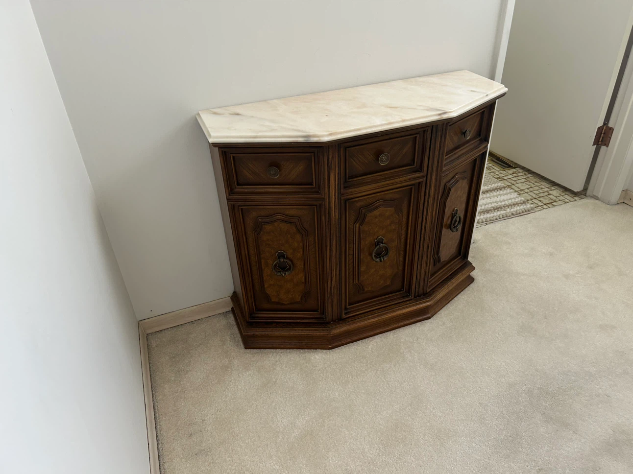 SOLID WOOD MARBLE TOP BUFFET/SIDEBOARD