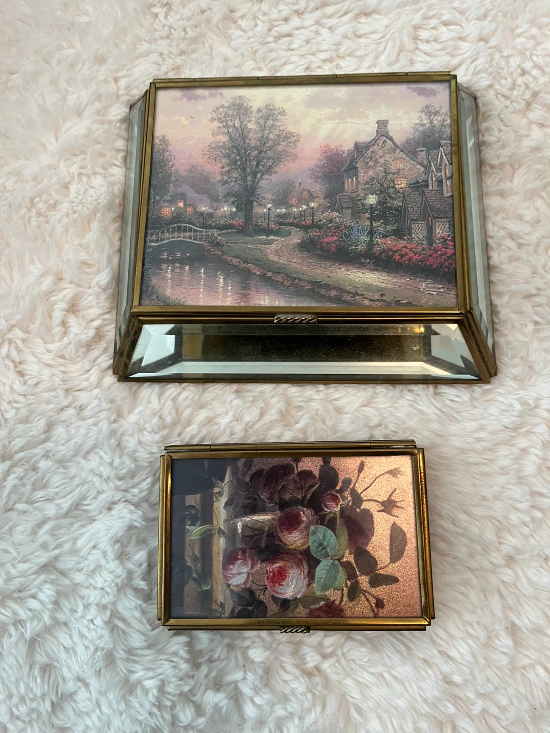 Thomas Kinkade Via Vermont Mirrored Boxes Set