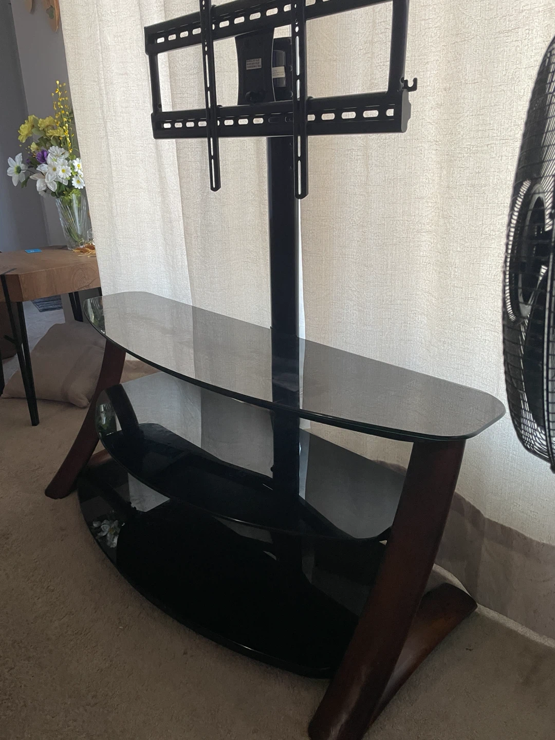 Glass TV Stand with Integrated Mount