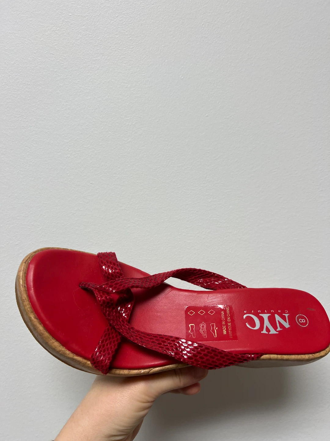 NYC Couture Red Wedge Sandals Size 8 - photo 3