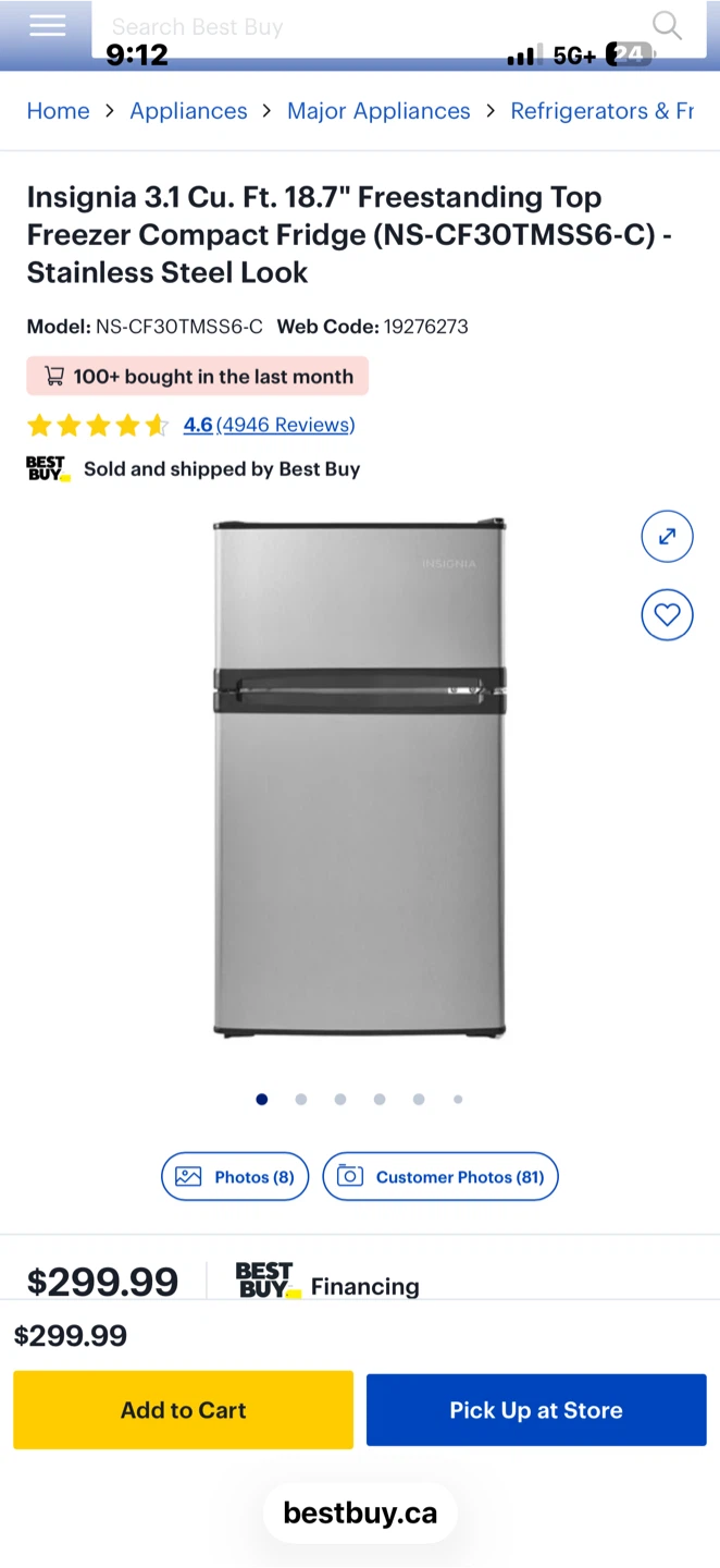 Insignia 3.1 Cu. Ft. Compact Refrigerator - Brand New - photo 2