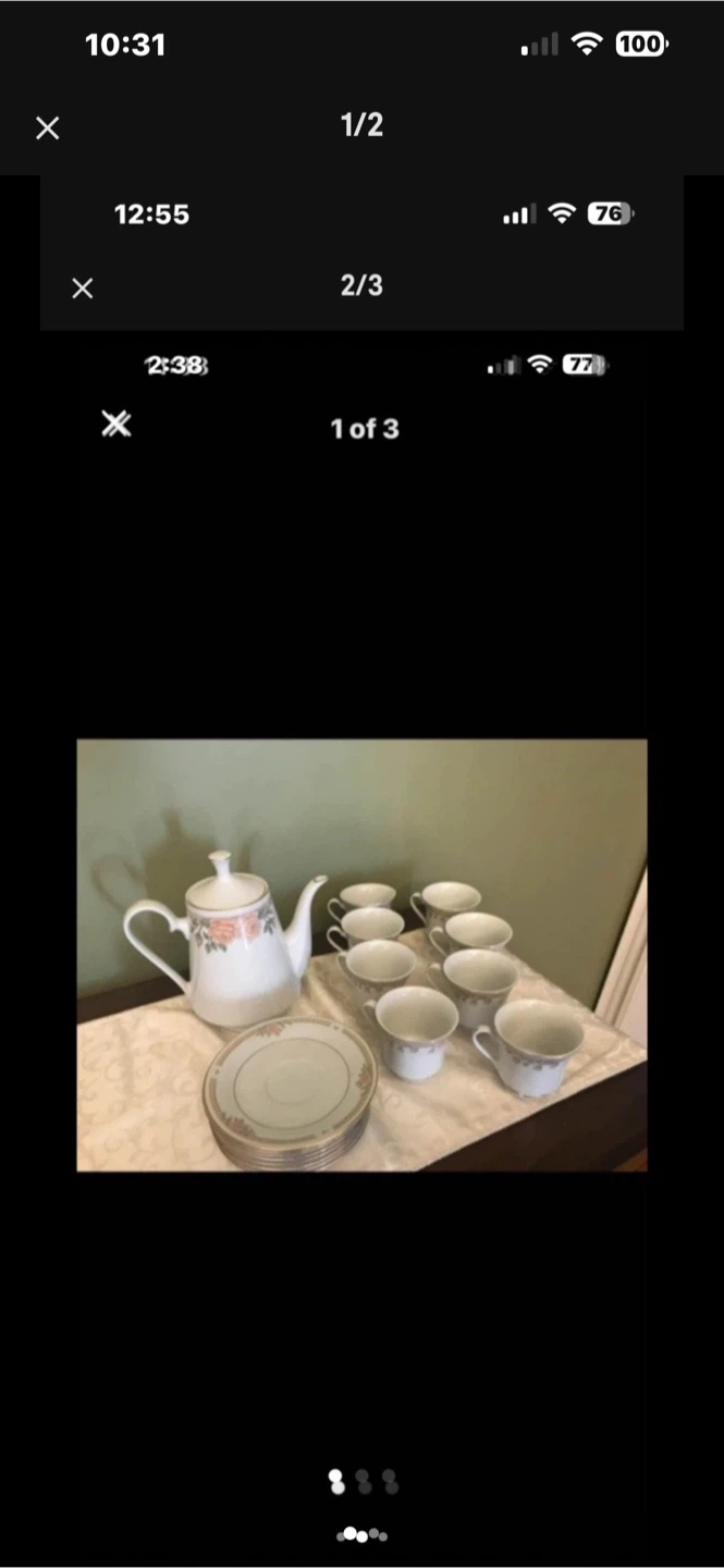 Floral Tea Set with Teapot and Cups