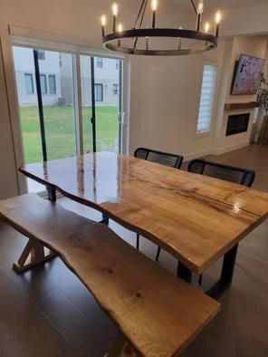 Live Edge Wooden Dining Table with Bench - photo 2