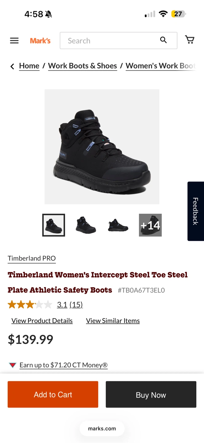 Timberland PRO Women's Intercept Safety Boots Size 7W - photo 5