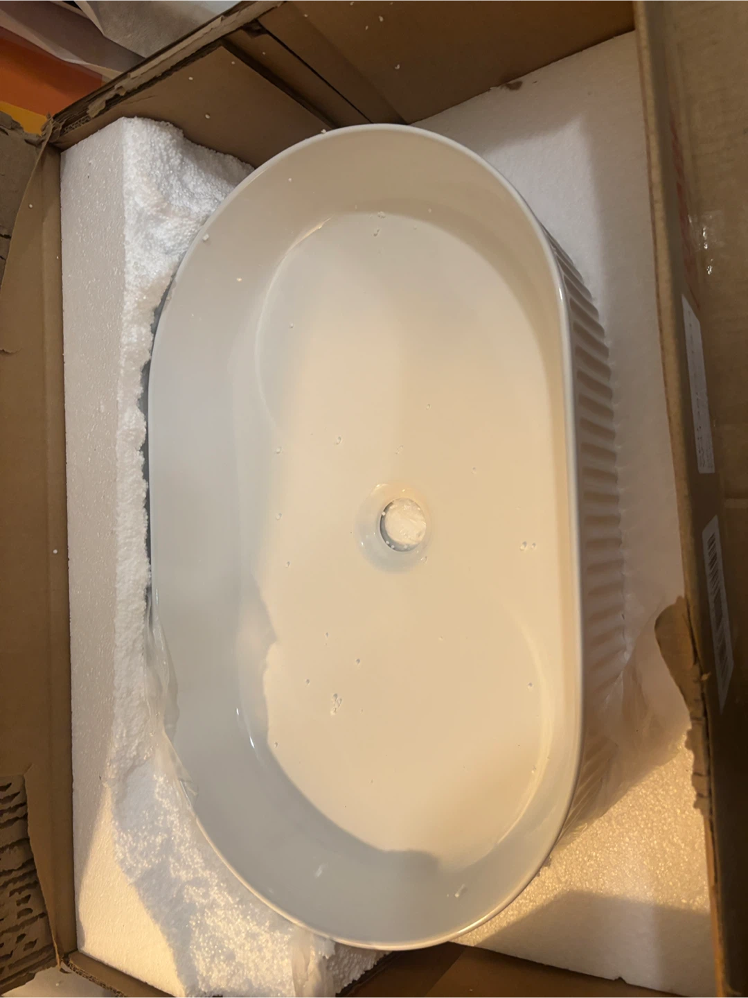 White Oval Ceramic Bathroom Vessel Sink - photo 3