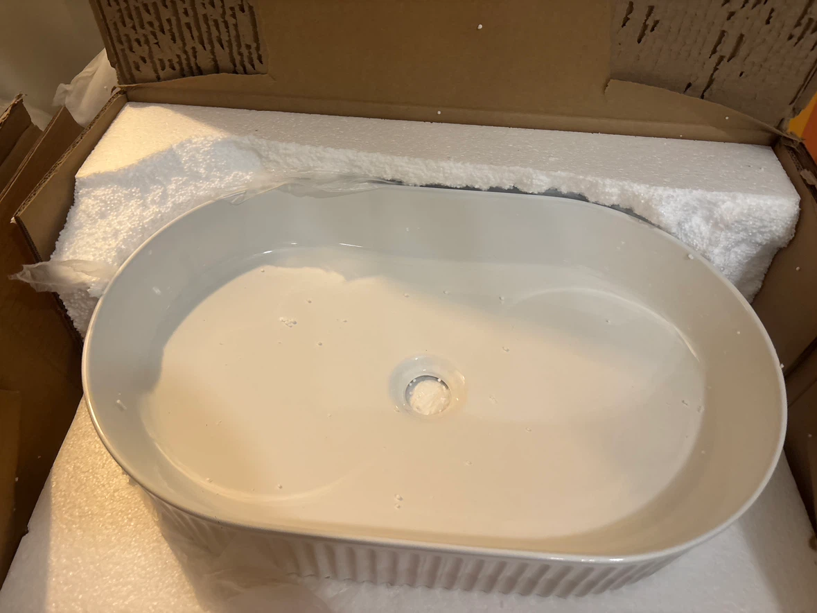 White Oval Ceramic Bathroom Vessel Sink - photo 4