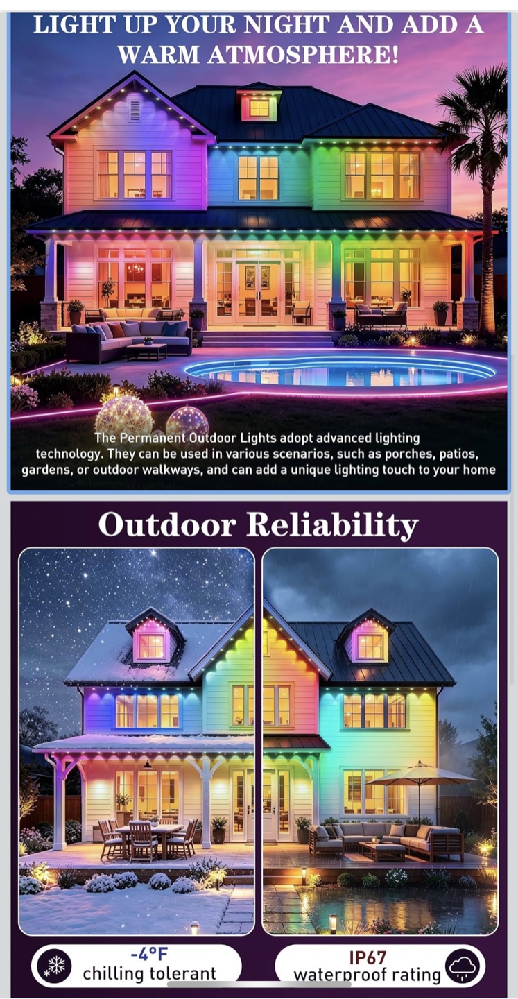 HCMTGW 300FT Permanent Outdoor RGB+IC LED Lights - photo 3