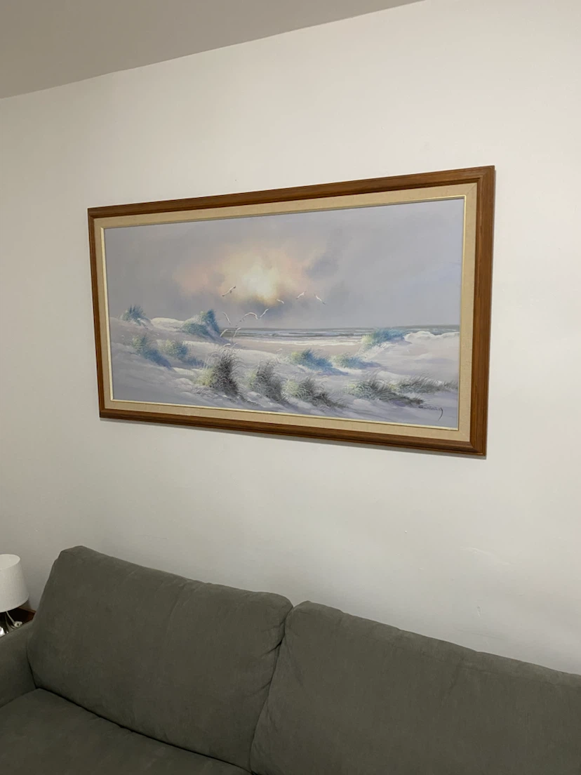 Large Framed Coastal Landscape Oil Painting - photo 2