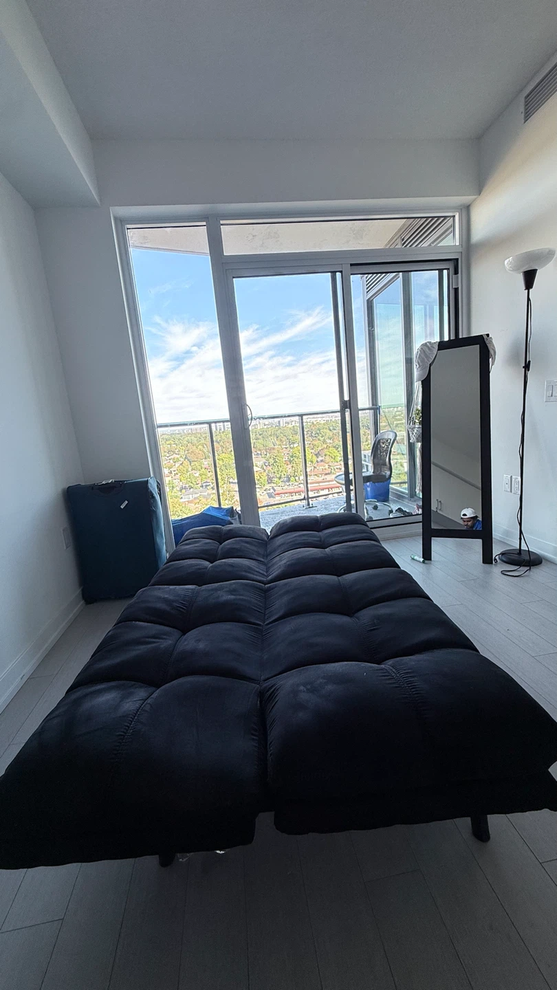 Black convertible futon sofa