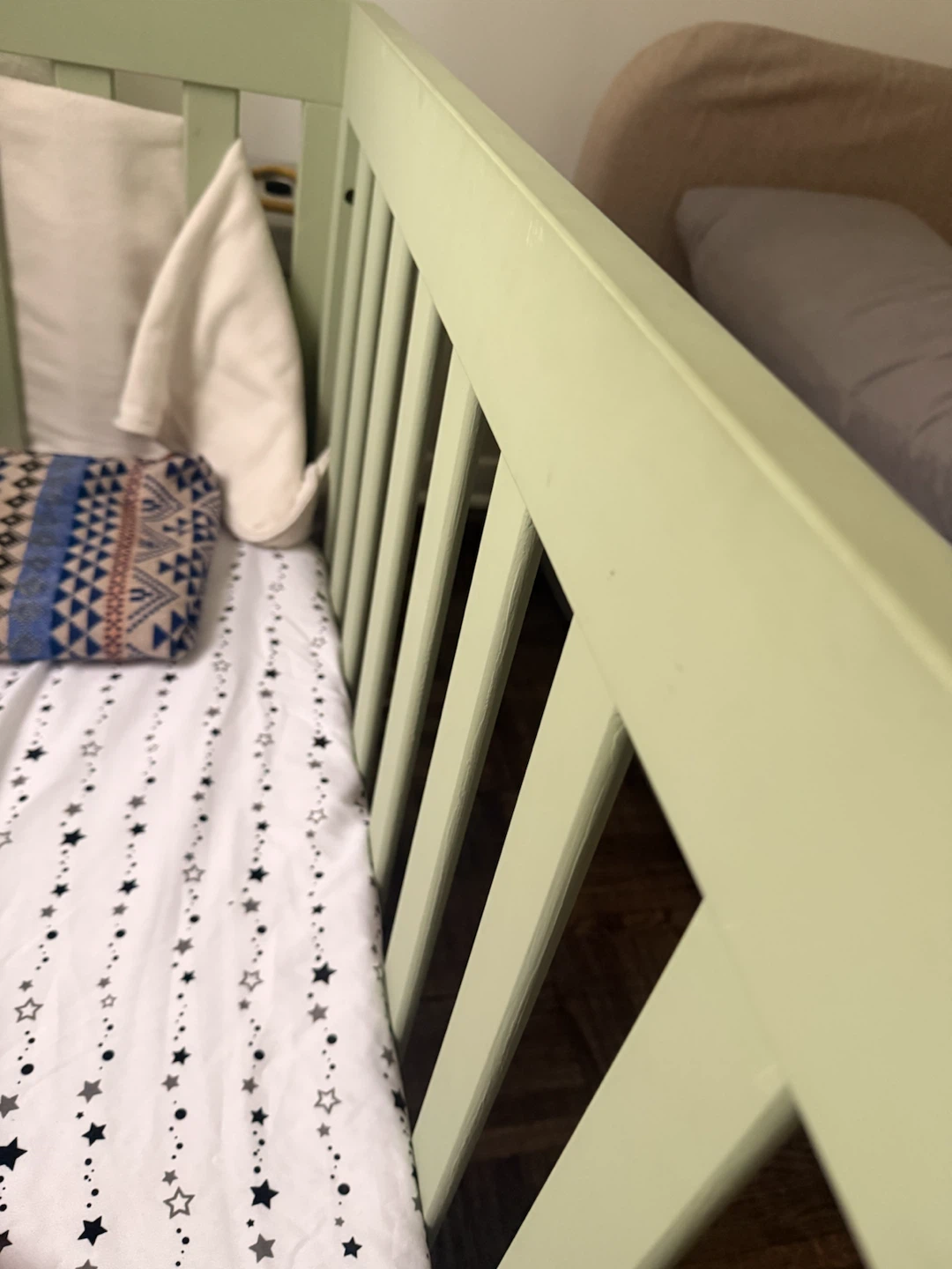 Sage Green Wooden Baby Crib - photo 2
