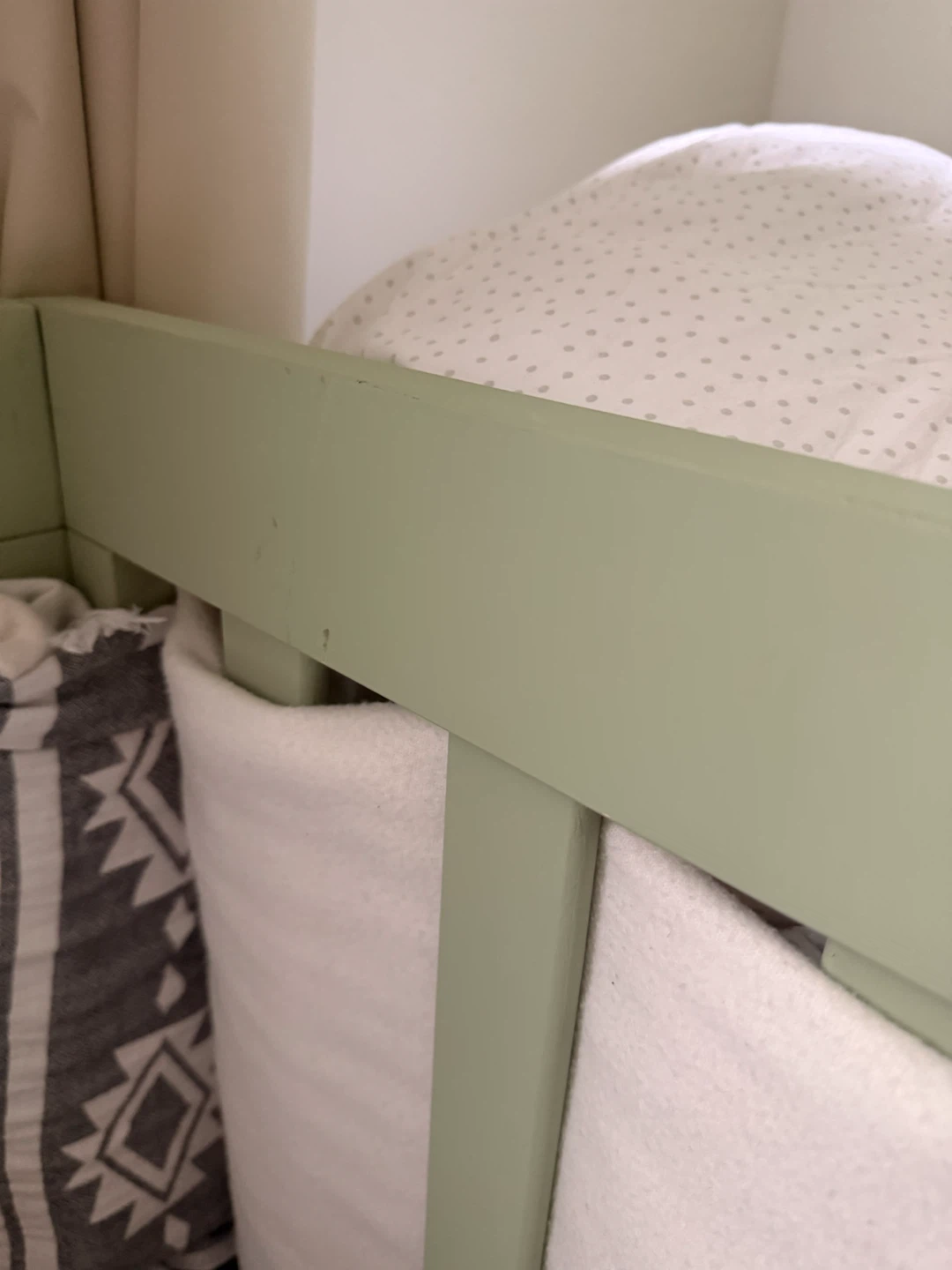 Sage Green Wooden Baby Crib - photo 4