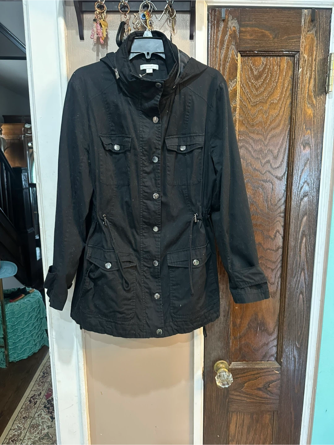 New York & Company Black Military Style Utility Jacket