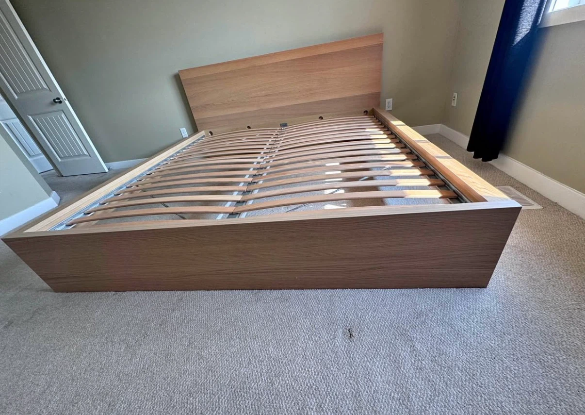 IKEA King bed frame in oak colour - photo 3