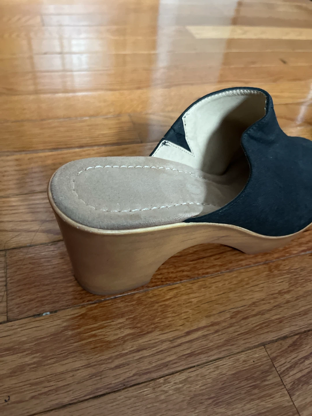 Black Suede Open-Toe Clogs - photo 2