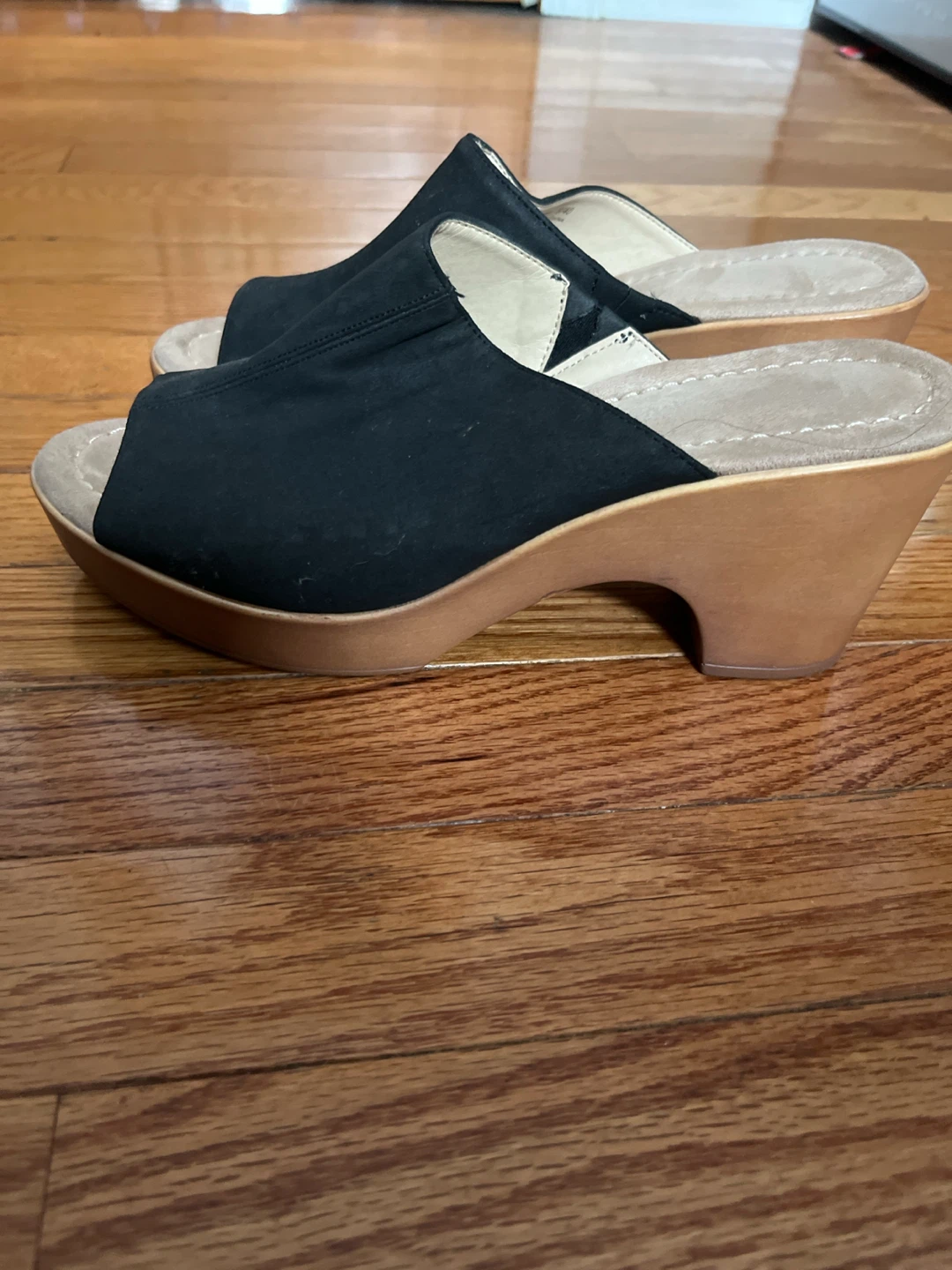 Black Suede Open-Toe Clogs - photo 3