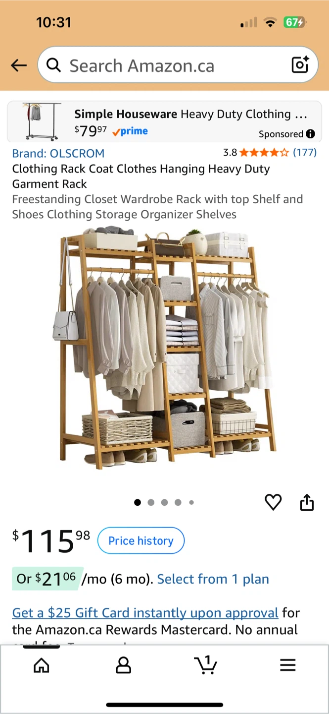 OLSCROM Freestanding Bamboo Garment Rack - photo 2