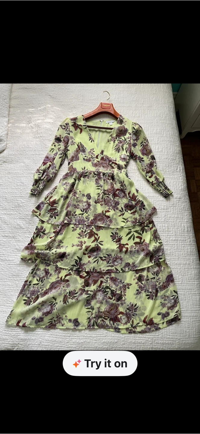 Chiffon Floral Tiered Dress XL