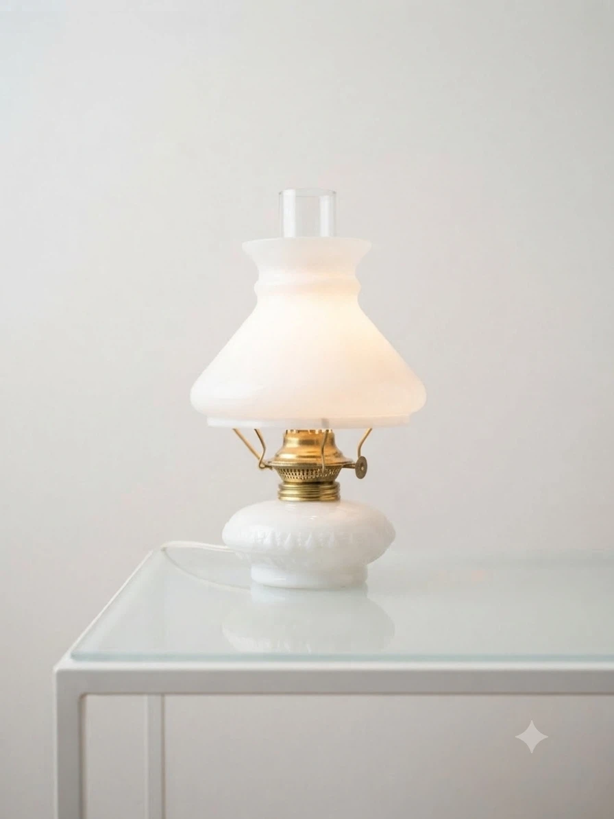 Vintage Style Milk Glass Hurricane Lamp - photo 2