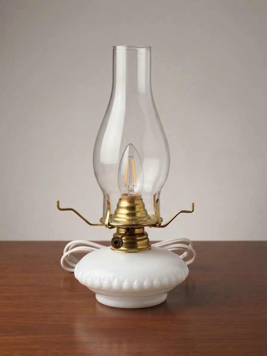 Vintage Style Milk Glass Hurricane Lamp - photo 4
