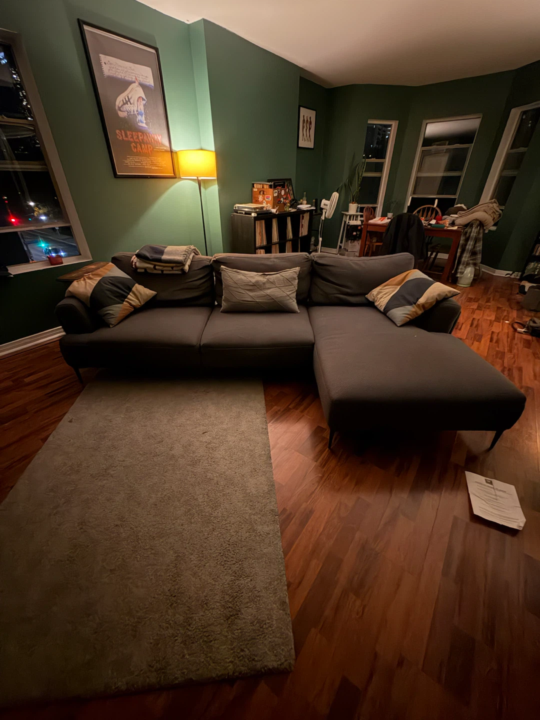Dark Grey Sectional Sofa with Chaise