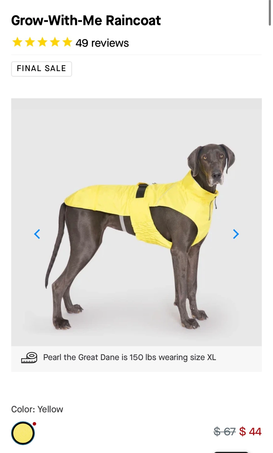 Canada Pooch Grow-With-Me Raincoat size M
