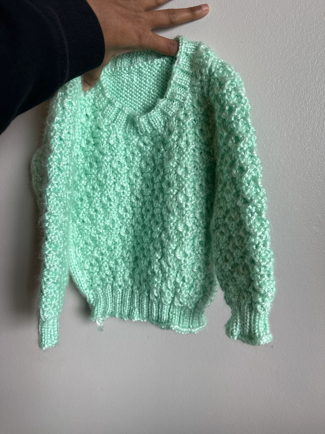 Hand-Knit Mint Green Sweater