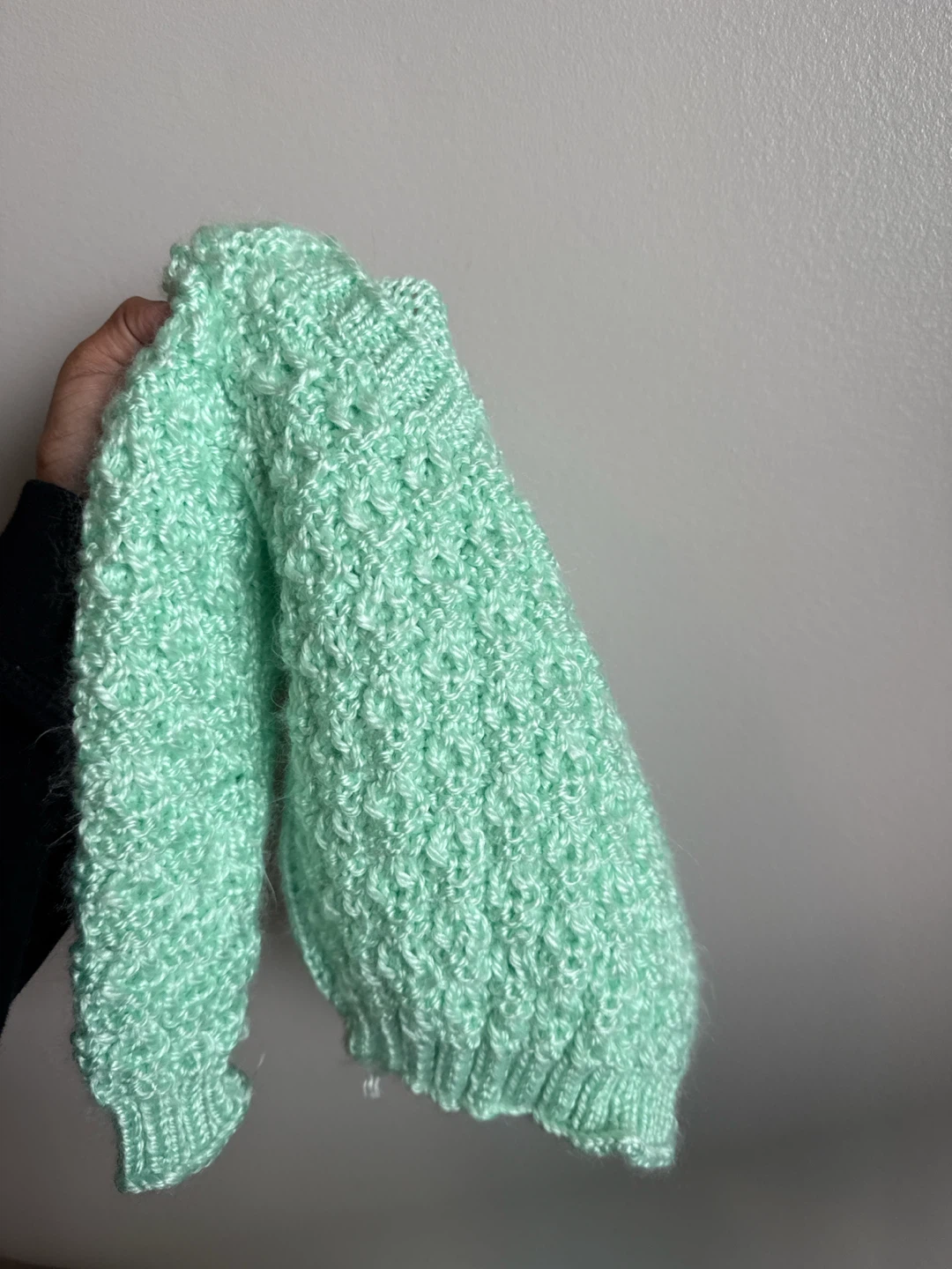 Hand-Knit Mint Green Sweater - photo 2