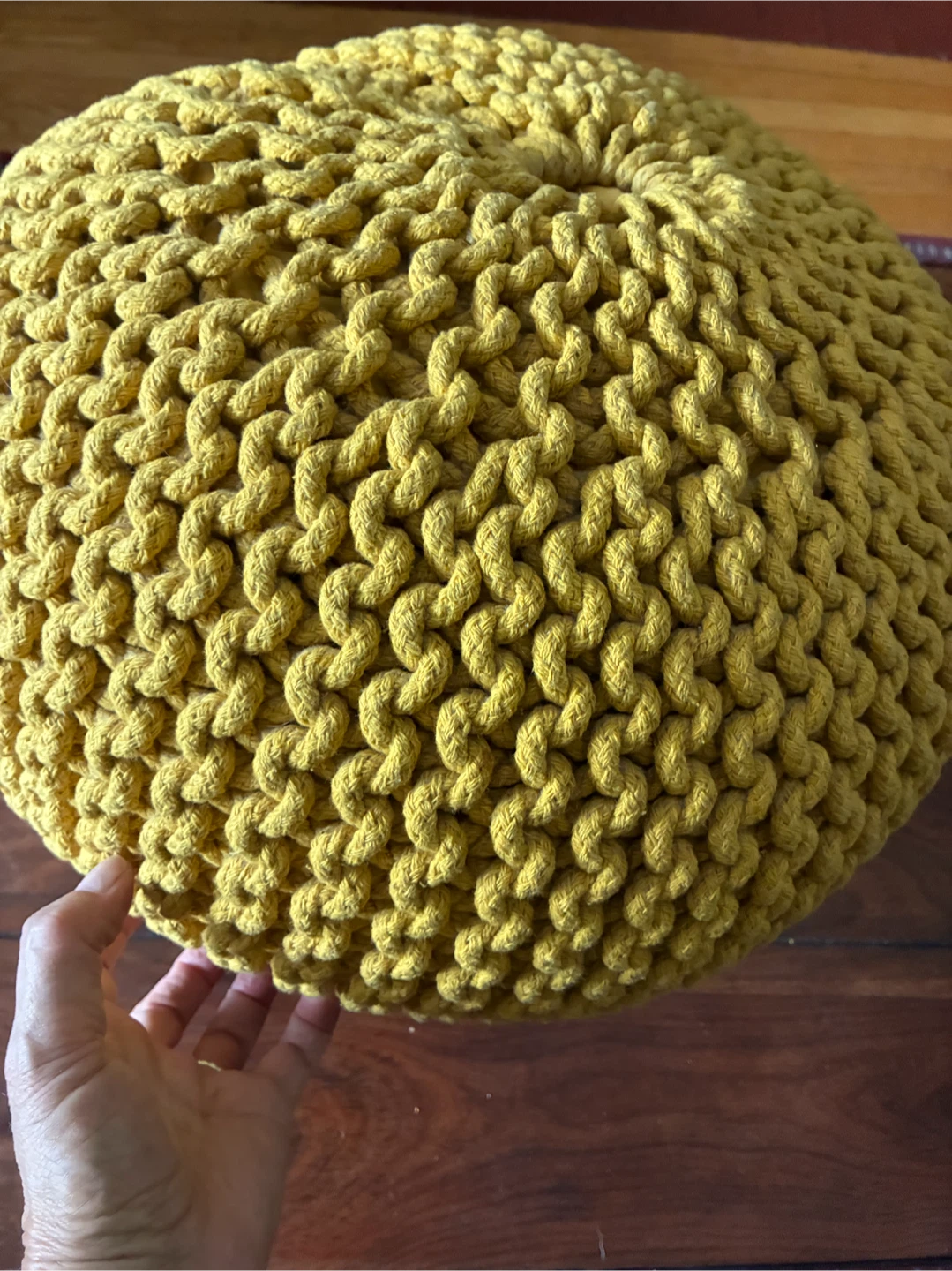Yellow Knitted Pouf