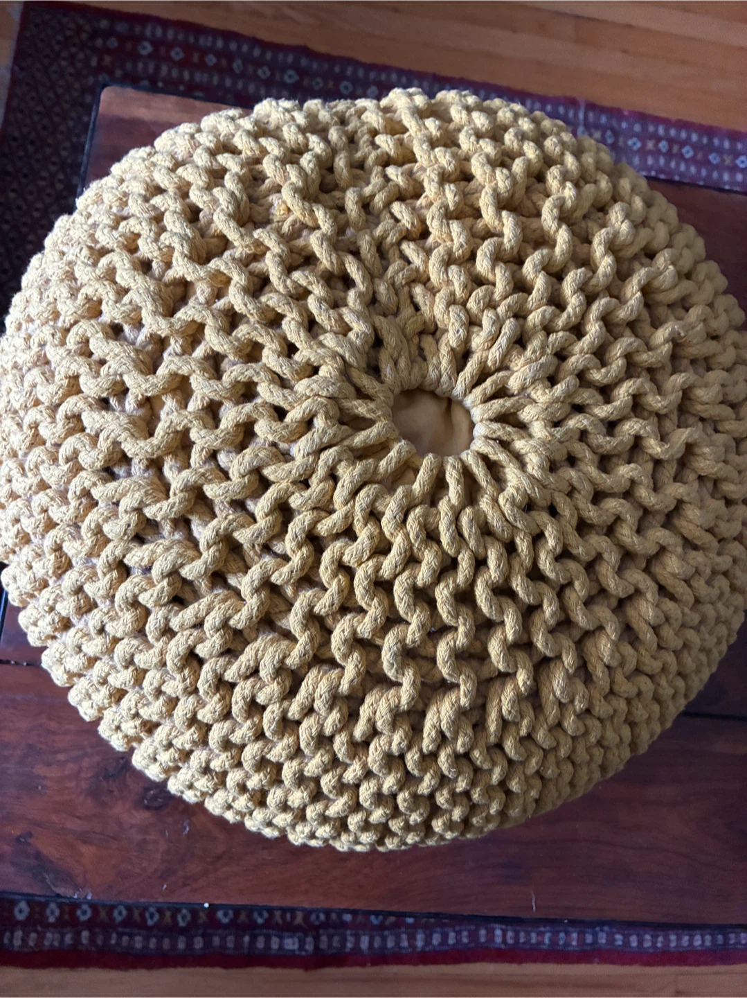 Yellow Knitted Pouf - photo 3