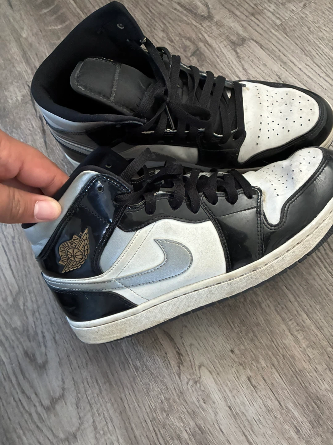 Nike Air Jordan 1 Mid Black White Silver - photo 2
