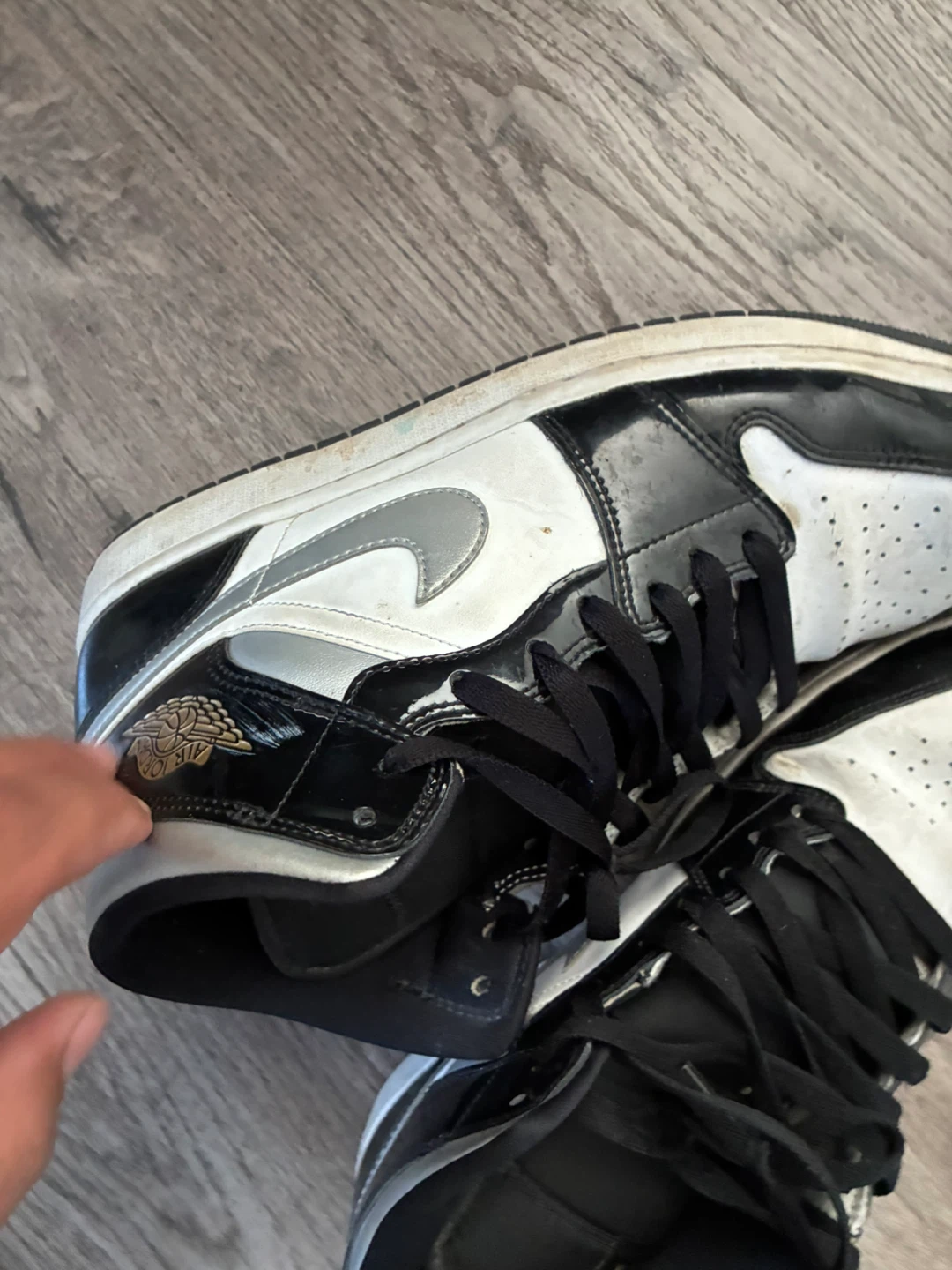 Nike Air Jordan 1 Mid Black White Silver - photo 3