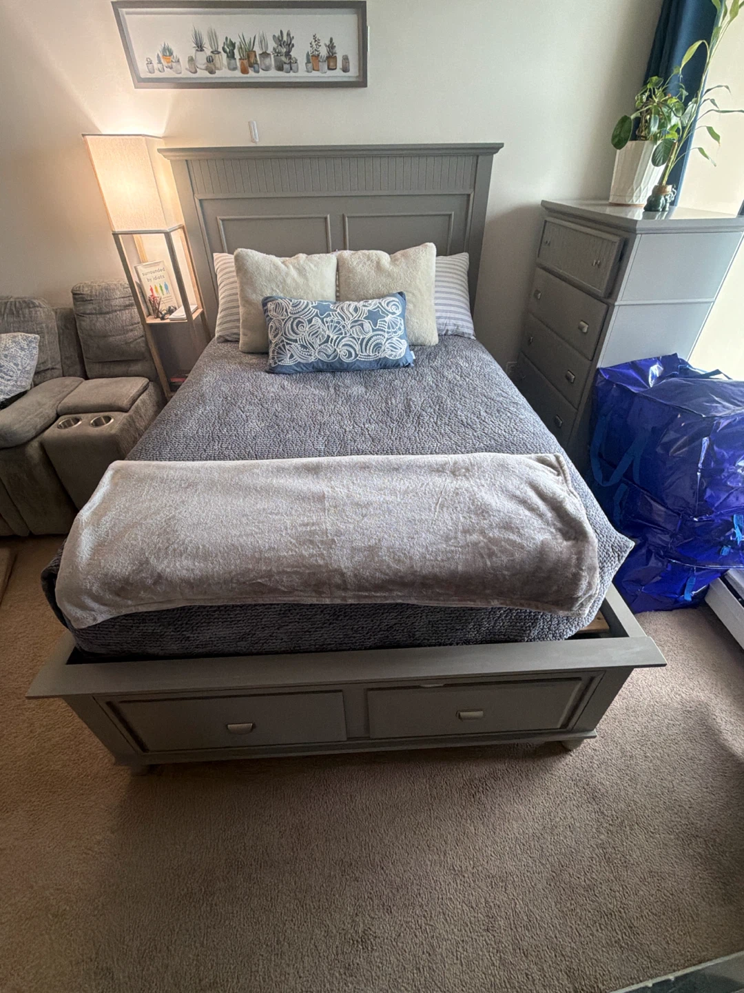 Gray Storage Bed Frame
