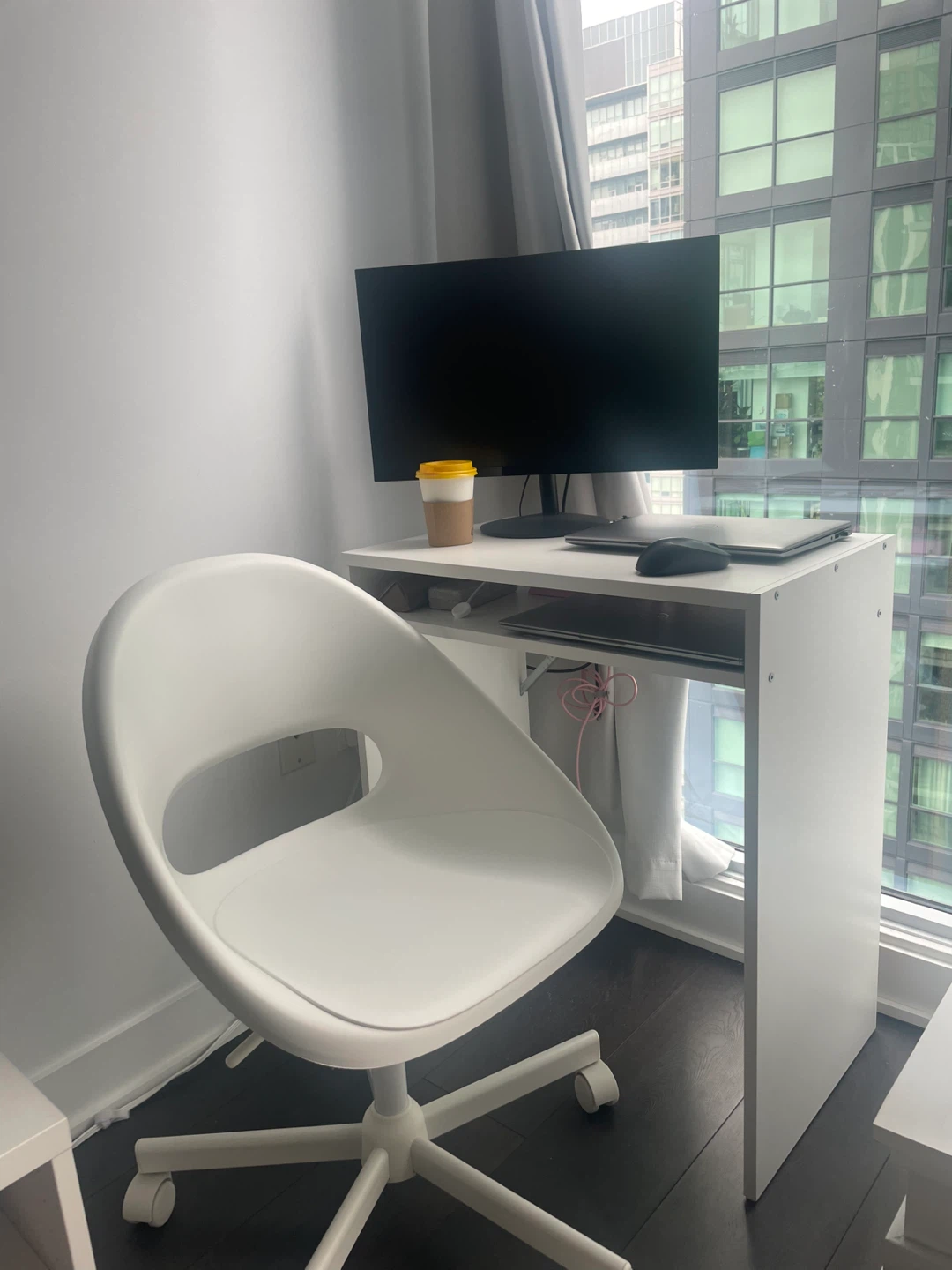 Compact white desk + swivel chair - photo 5