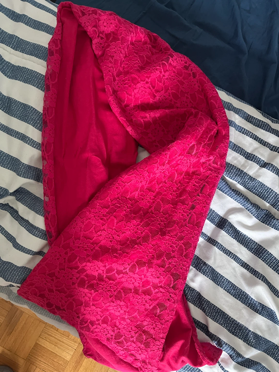 Bright Pink Lace Overlay scarf