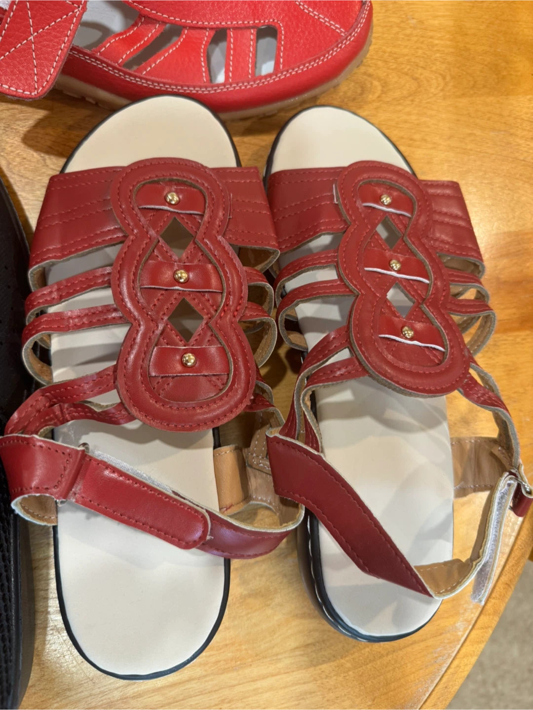 Women’s Red Leather Sandals - Size 8