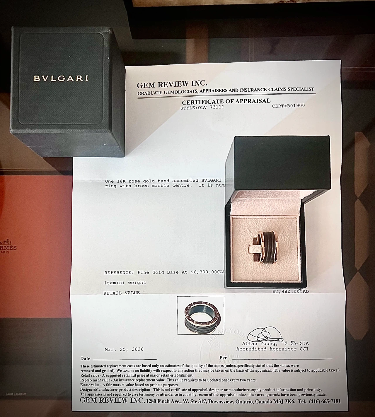BVLGARI B.zero1 4-Band Ring - 18k Rose Gold, Marble. Sz. 63/10.5