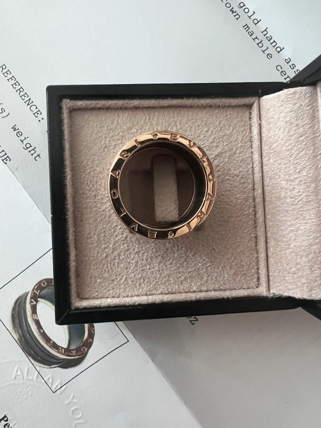 BVLGARI B.zero1 4-Band Ring - 18k Rose Gold, Marble. Sz. 63/10.5 - photo 5
